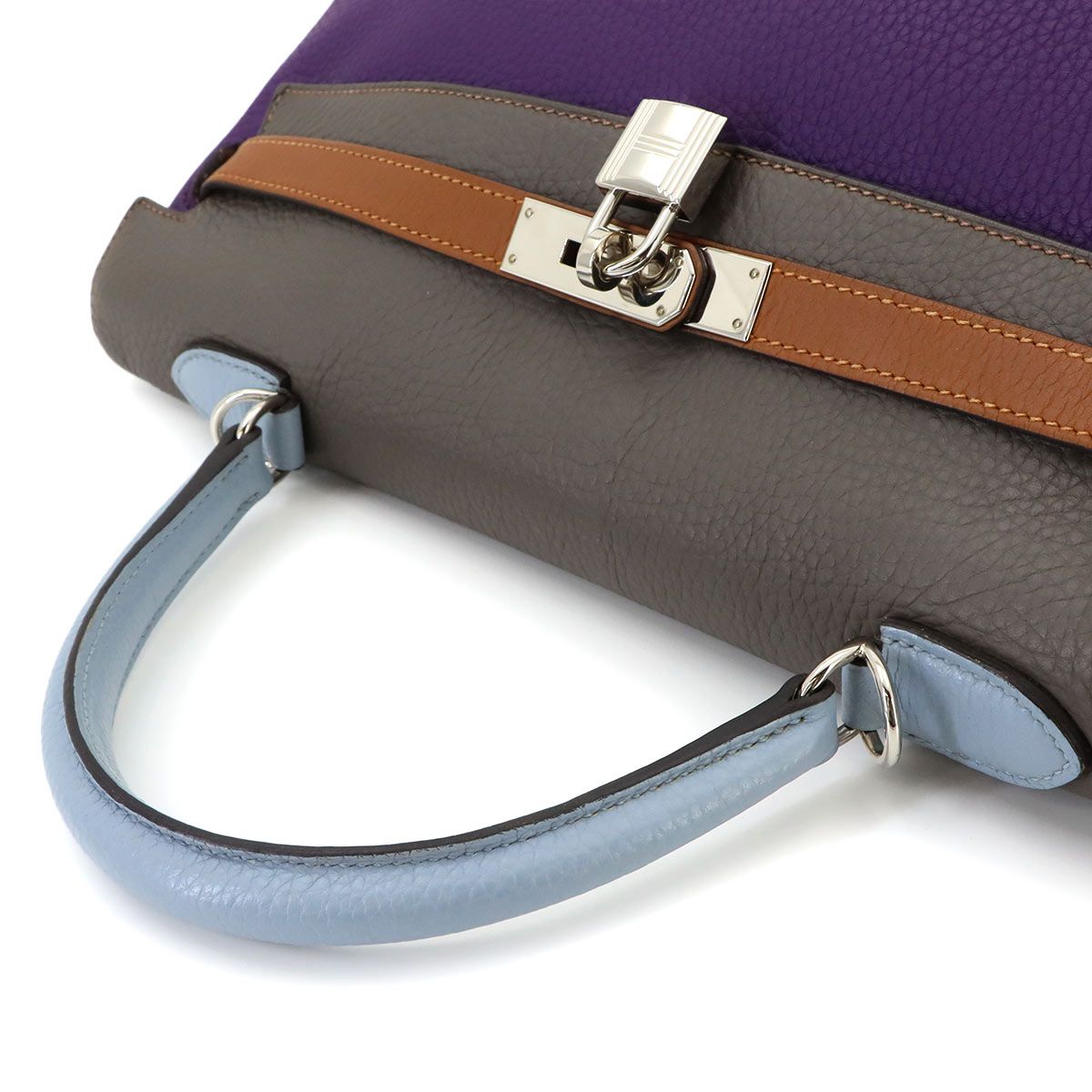 Hermes Kelly 35 Harlequin Taurillon Clemence Ultra Violet Blue Run 2-Way Hand — view 5