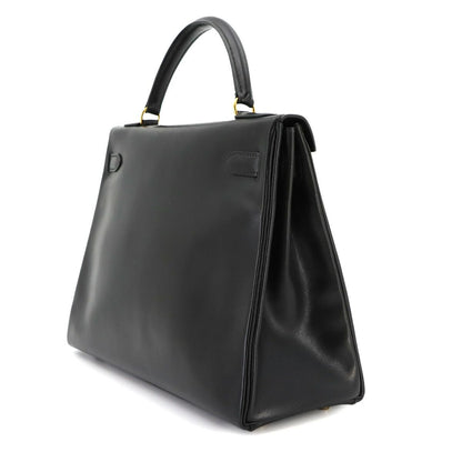 Hermes Kelly 32 Box Calf Black 2-Way Hand Bag Retourne Vintage — view 4
