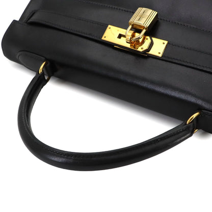 Hermes Kelly 32 Box Calf Black 2-Way Hand Bag Retourne Vintage — view 6
