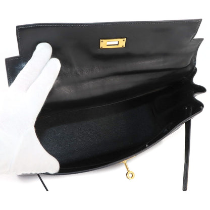 Hermes Kelly 32 Box Calf Black 2-Way Hand Bag Retourne Vintage — view 7