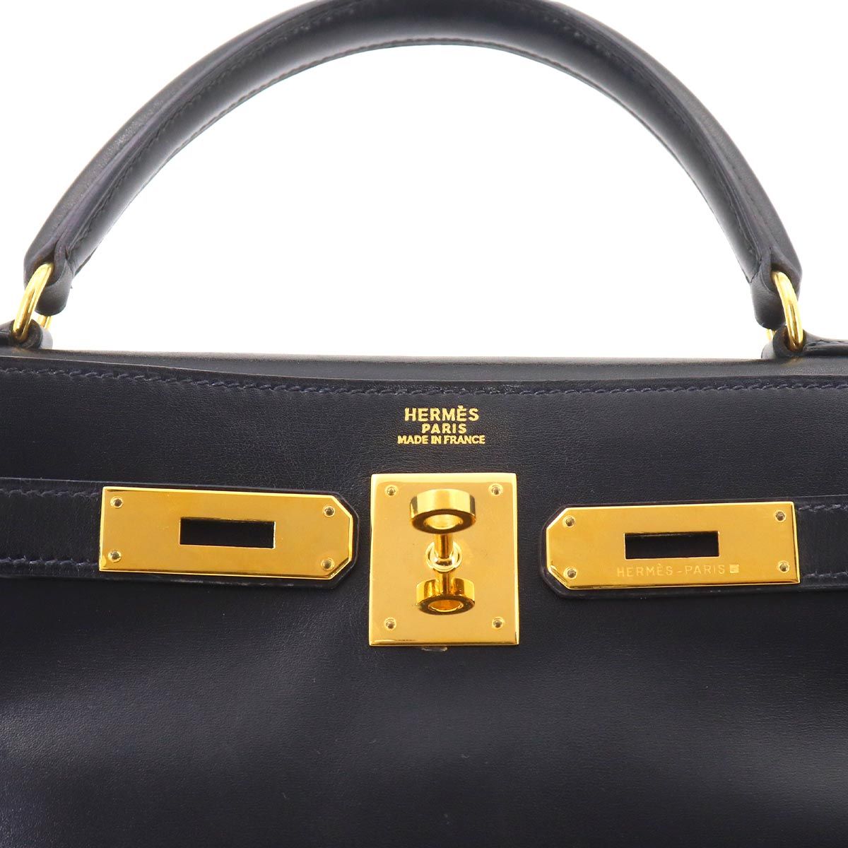 Hermes Kelly 32 Box Calf Black 2-Way Hand Bag Retourne Vintage — view 8