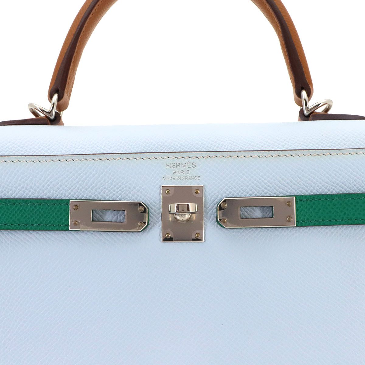 Hermes Kelly 25 Epsom Blue Brum Vert Jade Gold 2-Way — view 7