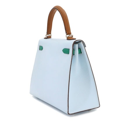 Hermes Kelly 25 Epsom Blue Brum Vert Jade Gold 2-Way — view 3