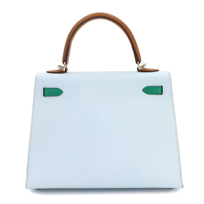 Hermes Kelly 25 Epsom Blue Brum Vert Jade Gold 2-Way — view 2
