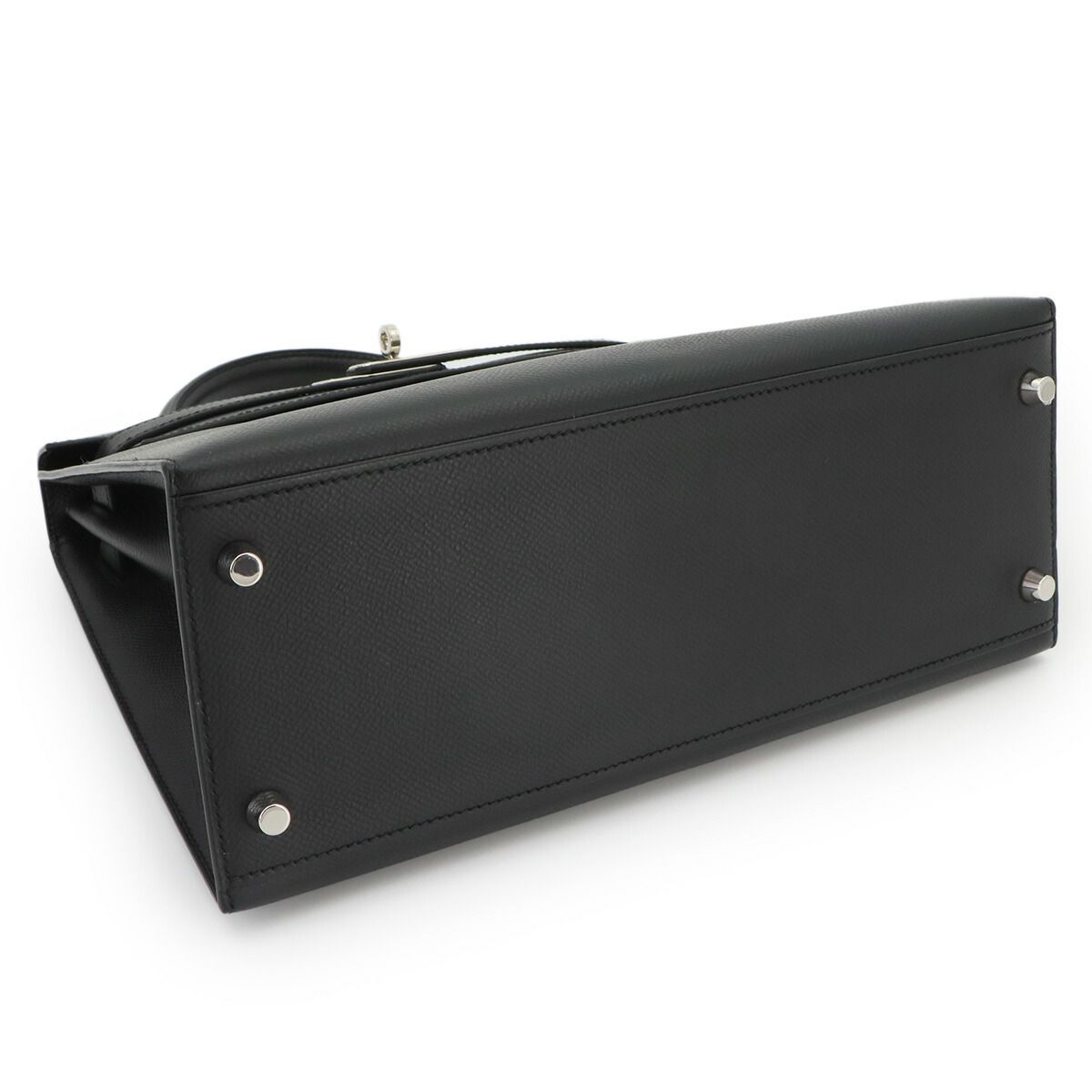 Hermes Kelly 28 Epsom Black 2-Way Bag Sellier Silver — view 4
