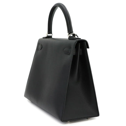 Hermes Kelly 28 Epsom Black 2-Way Bag Sellier Silver — view 3