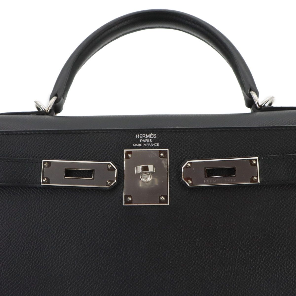 Hermes Kelly 28 Epsom Black 2-Way Bag Sellier Silver — view 6