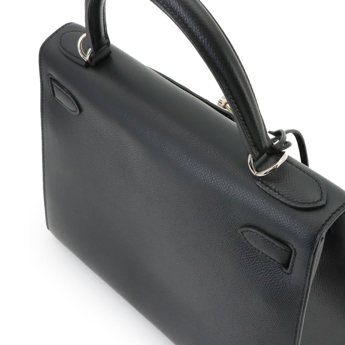 Hermes Kelly 28 Epsom Black 2-Way Bag Sellier Silver — view 9