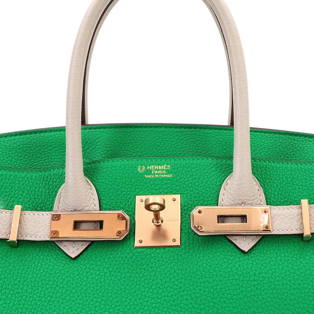 Hermes Birkin 30 Personal Togo Mint Gris Perle Hand Bag Gold — view 7