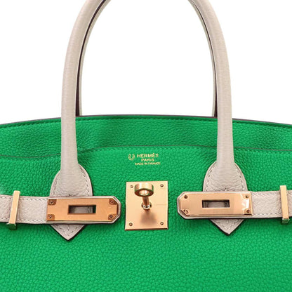 Hermes Birkin 30 Personal Togo Mint Gris Perle Hand Bag Gold — view 7