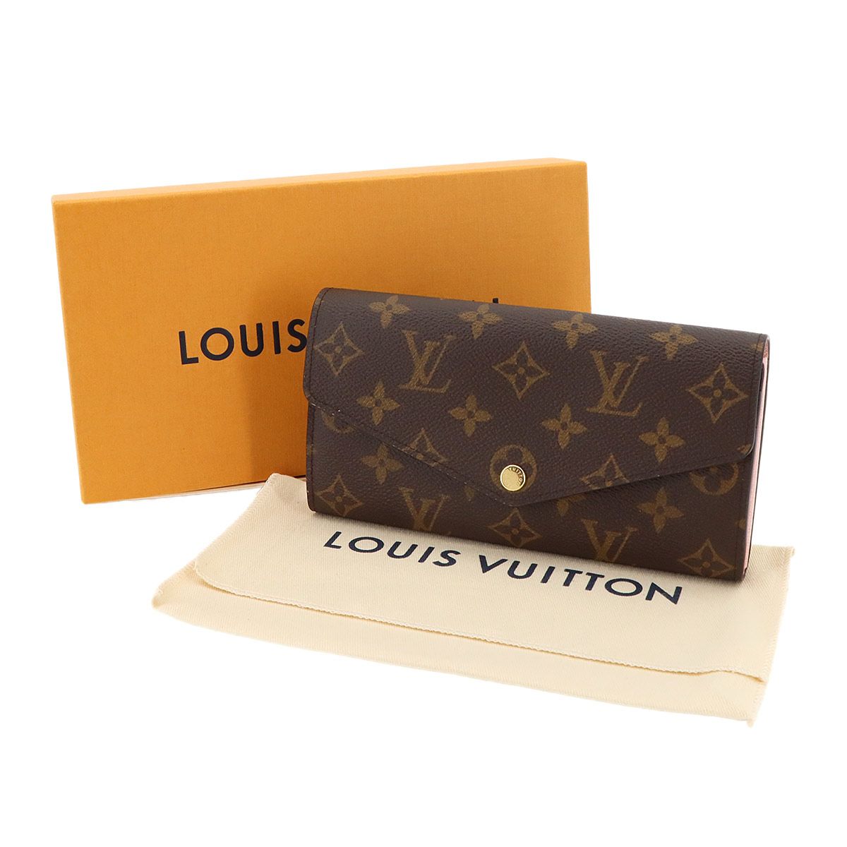 Louis Vuitton Exhibition Monogram Portefeuille Sarah Bifold Wallet Rose Valley — view 2