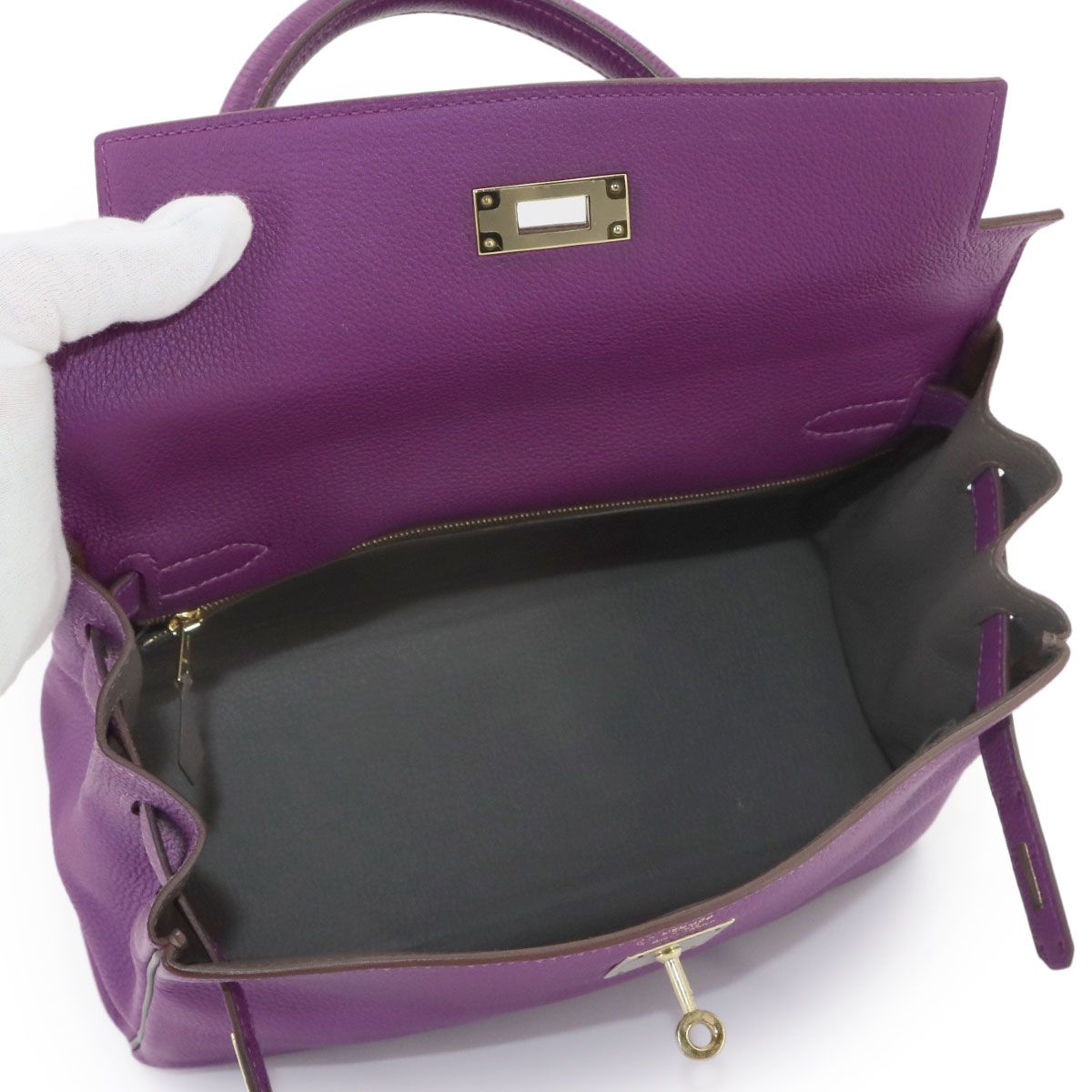 Hermes Kelly 28 Personal Togo Anemone Etain 2-Way Bag Retourne — view 7