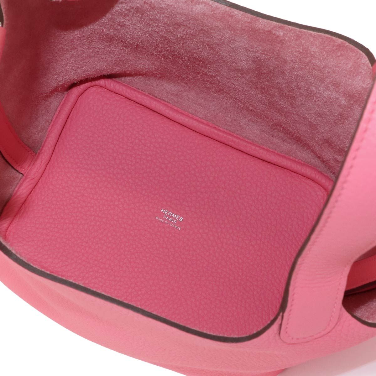 Hermes Picotin Lock 18 PM Hand Bag Taurillon Clemence Rose Azalea Silver — view 7