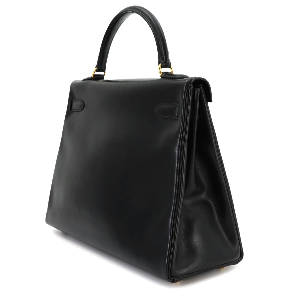 Hermes Kelly 32 Box Calf Black 2-Way Hand Bag Retourne Vintage — view 4