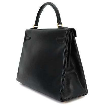 Hermes Kelly 32 Box Calf Black 2-Way Hand Bag Retourne Vintage — view 4