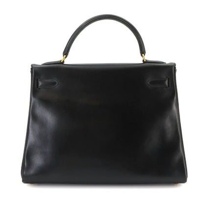 Hermes Kelly 32 Box Calf Black 2-Way Hand Bag Retourne Vintage — view 3