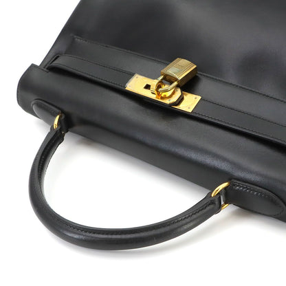 Hermes Kelly 32 Box Calf Black 2-Way Hand Bag Retourne Vintage — view 6
