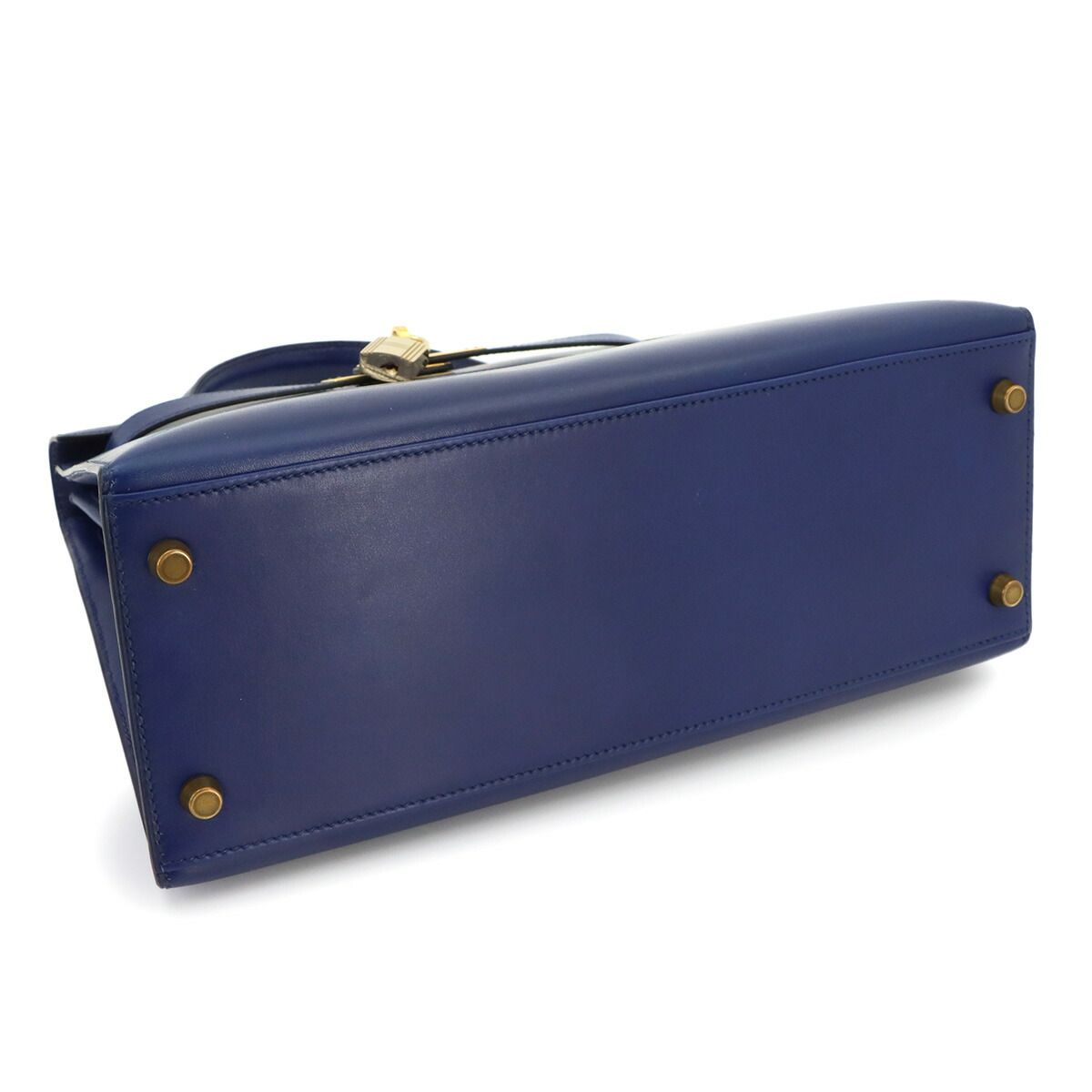 Hermes Kelly 28 Box Calf Blue 2-Way Bag Sellier — view 5