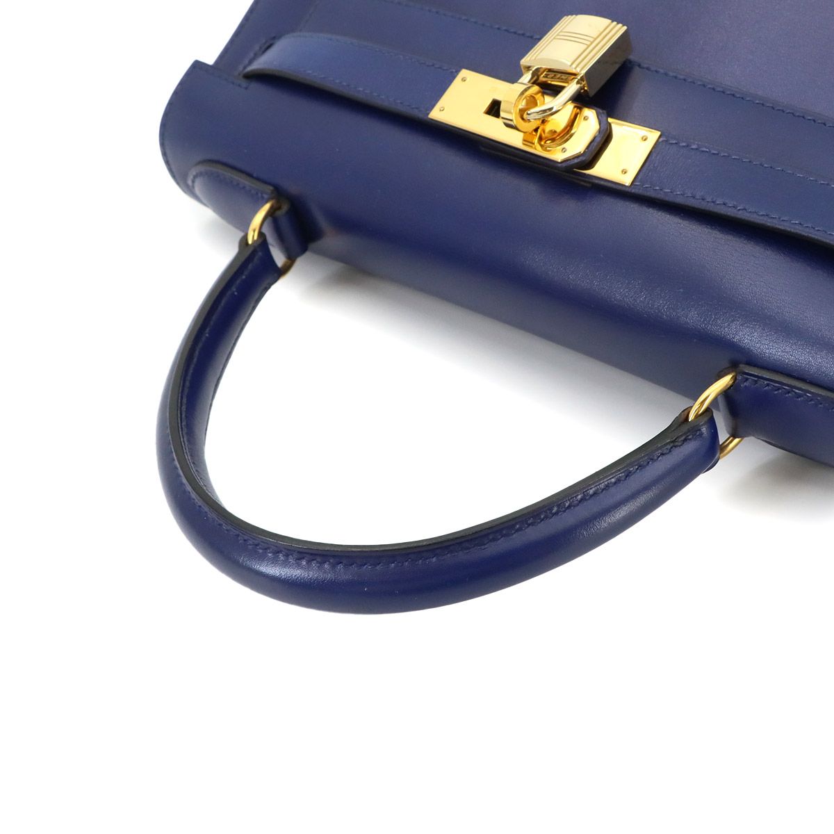Hermes Kelly 28 Box Calf Blue 2-Way Bag Sellier — view 6