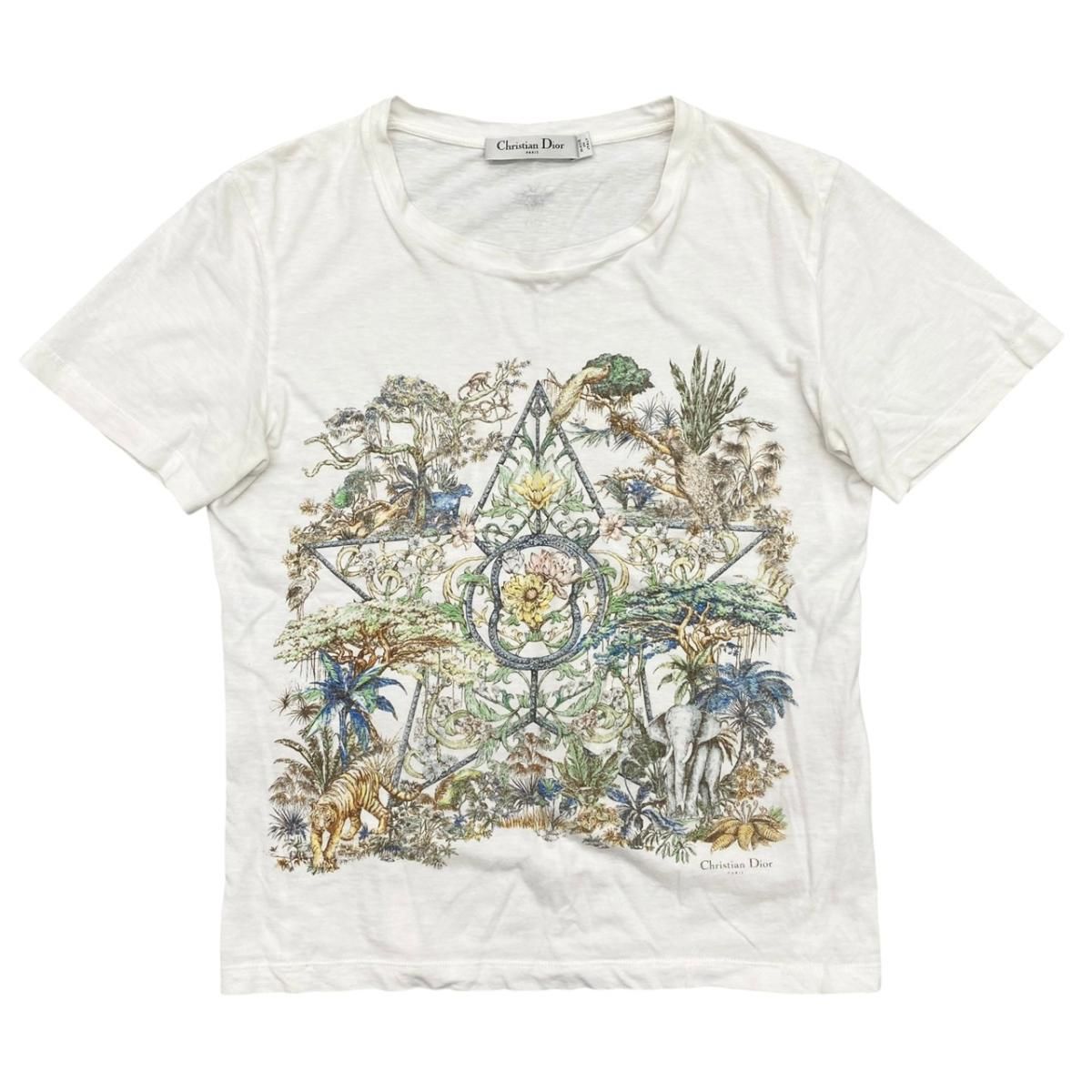 Dior Short Sleeve T-Shirt Etoile de Voyage S Star Botanical Animal White