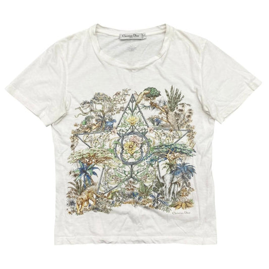 Dior Short Sleeve T-Shirt Etoile de Voyage S Star Botanical Animal White