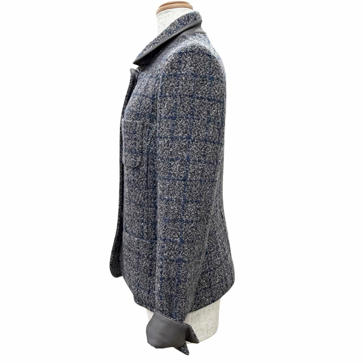 Loro Piana Wool Cashmere Plaid Calf Usage Jacket Gray Blue 40 — view 2