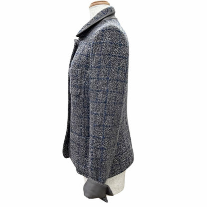 Loro Piana Wool Cashmere Plaid Calf Usage Jacket Gray Blue 40 — view 2