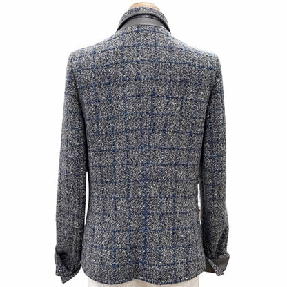 Loro Piana Wool Cashmere Plaid Calf Usage Jacket Gray Blue 40 — view 3