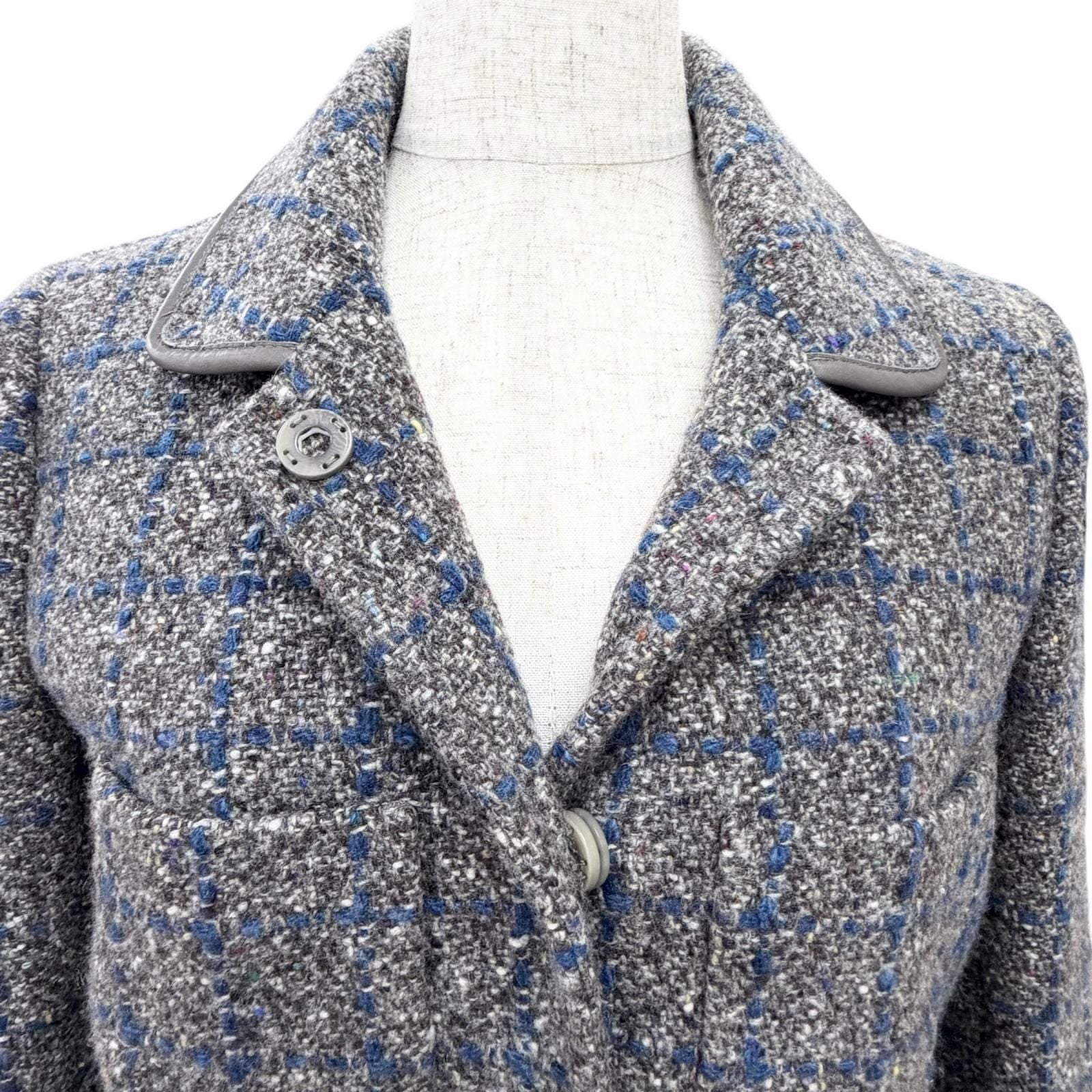 Loro Piana Wool Cashmere Plaid Calf Usage Jacket Gray Blue 40 — view 4