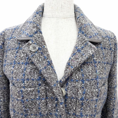 Loro Piana Wool Cashmere Plaid Calf Usage Jacket Gray Blue 40 — view 4