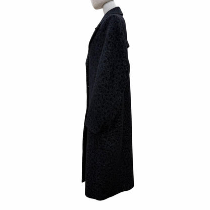 Fendi Virgin Wool Silk Blend Animal Pattern Long Coat Black 38 — view 2