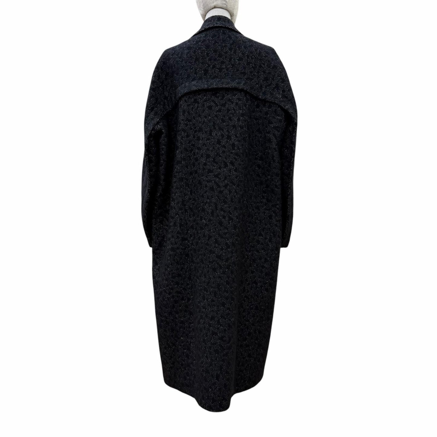 Fendi Virgin Wool Silk Blend Animal Pattern Long Coat Black 38 — view 3
