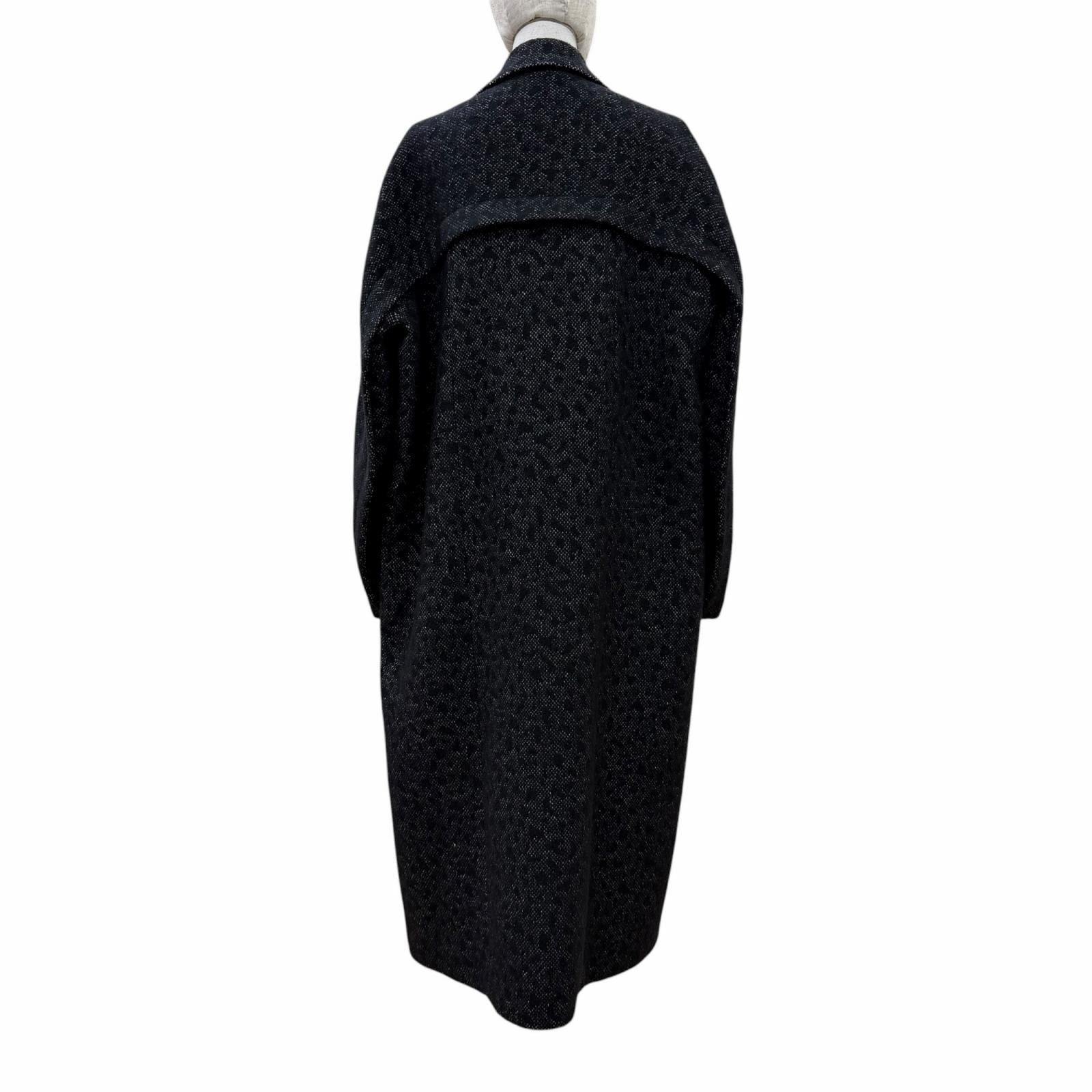 Fendi Virgin Wool Silk Blend Animal Pattern Long Coat Black 38 — view 3