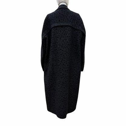 Fendi Virgin Wool Silk Blend Animal Pattern Long Coat Black 38 — view 3