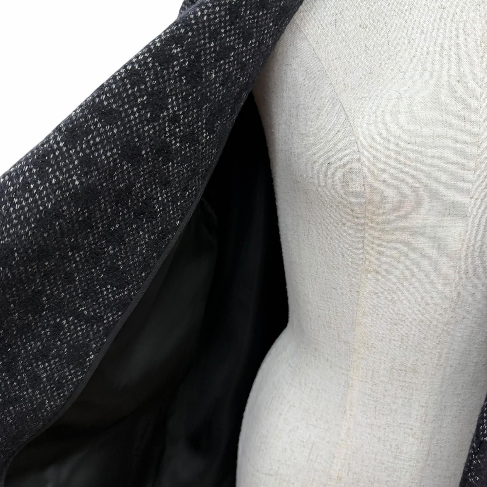 Fendi Virgin Wool Silk Blend Animal Pattern Long Coat Black 38 — view 5