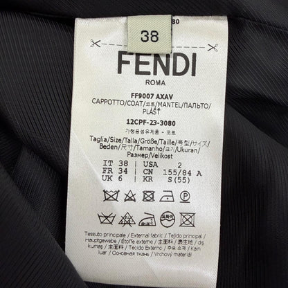 Fendi Virgin Wool Silk Blend Animal Pattern Long Coat Black 38 — view 7