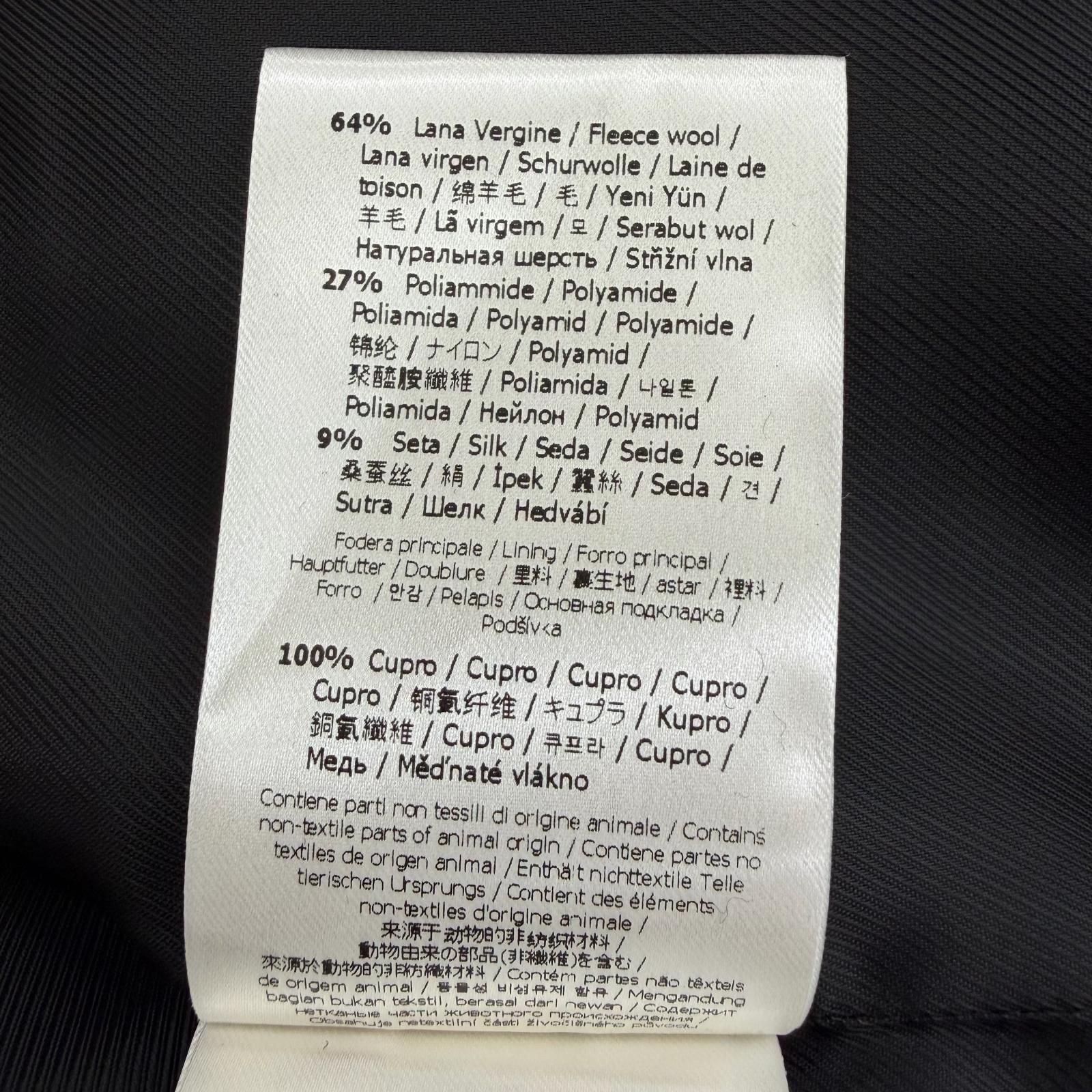 Fendi Virgin Wool Silk Blend Animal Pattern Long Coat Black 38 — view 8