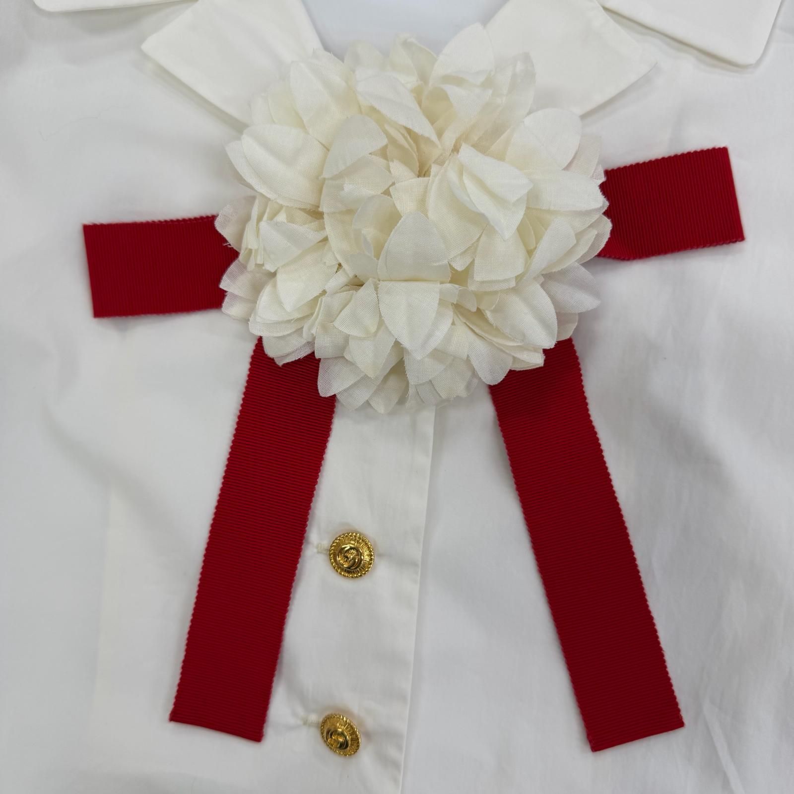 Gucci Cotton 100% Open Color Interlocking Gold Button Flower Ribbon Brooch Long — view 6