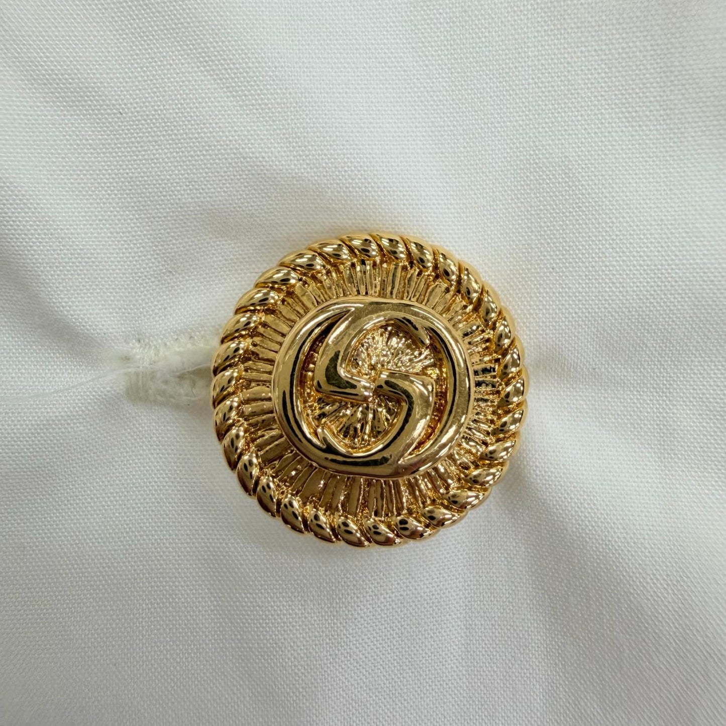 Gucci Cotton 100% Open Color Interlocking Gold Button Flower Ribbon Brooch Long — view 7