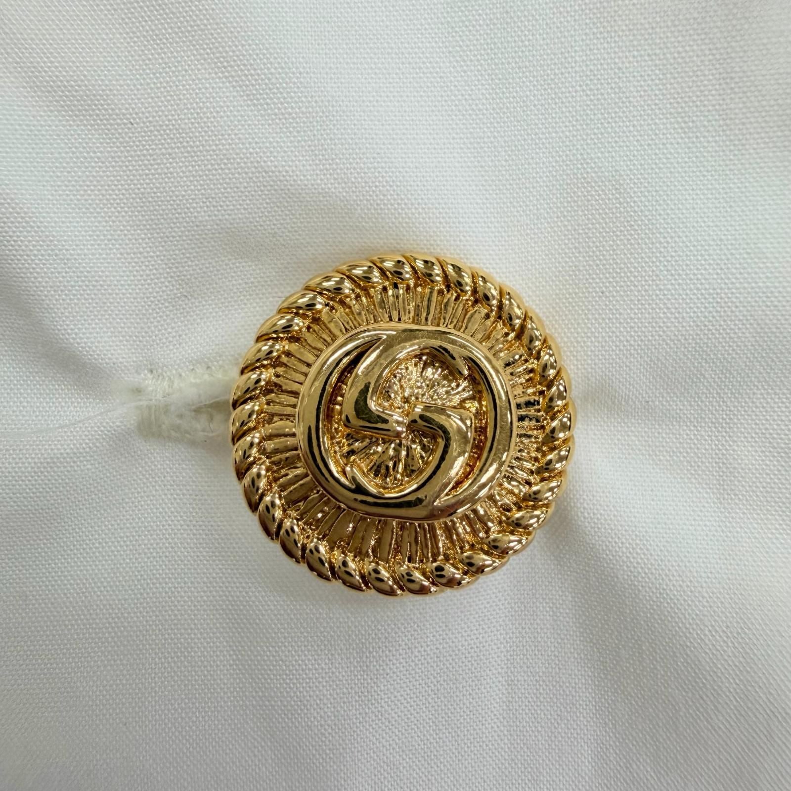 Gucci Cotton 100% Open Color Interlocking Gold Button Flower Ribbon Brooch Long — view 7