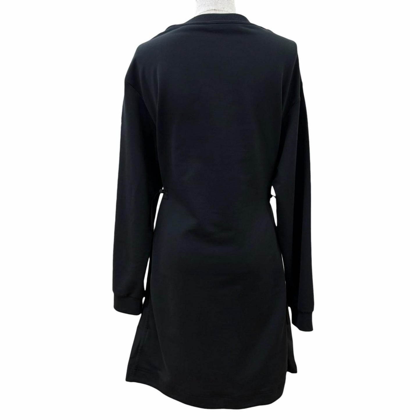 Moncler Vestito Cotton 100% Logo Patch Long Sleeve Dress Black XS — view 3
