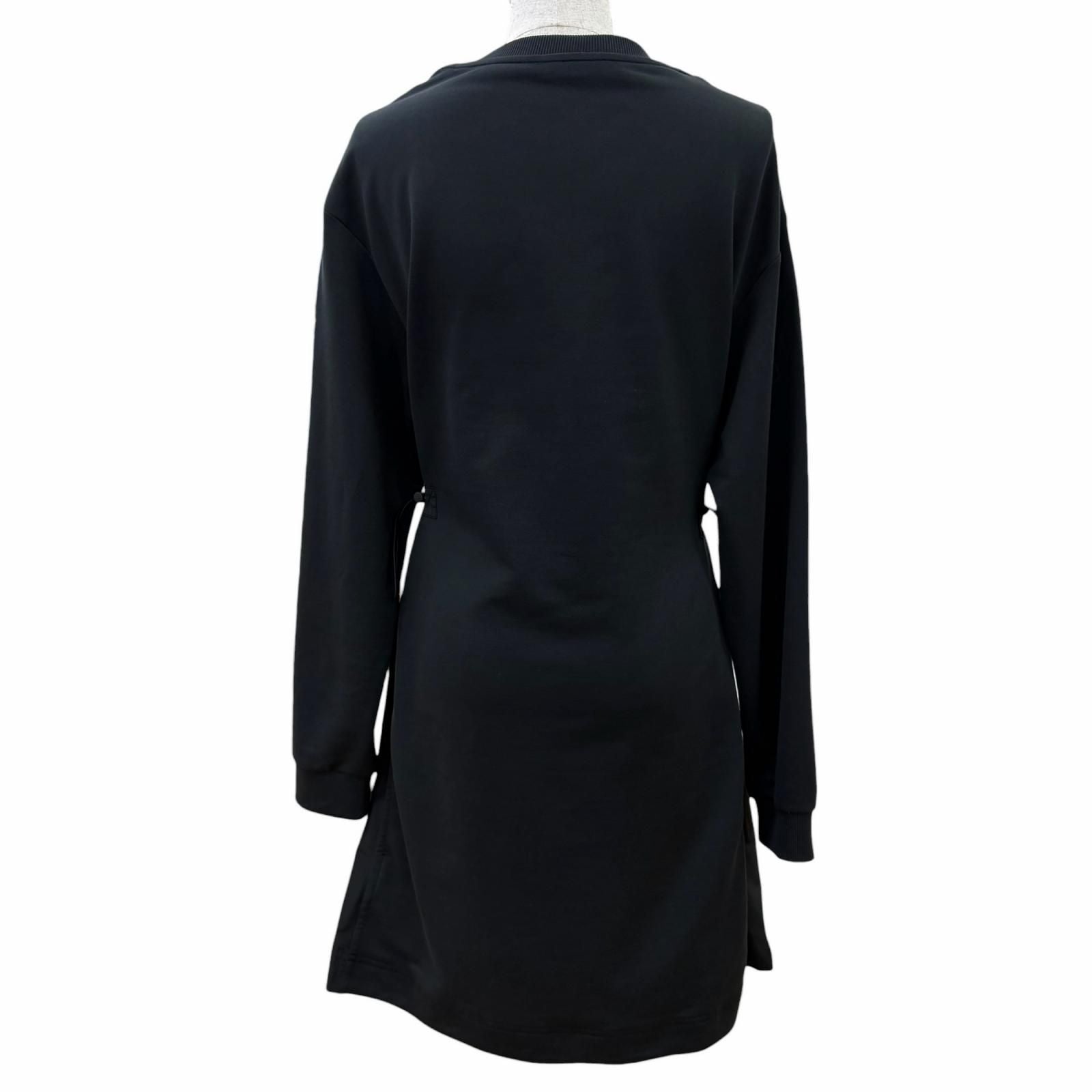 Moncler Vestito Cotton 100% Logo Patch Long Sleeve Dress Black XS — view 3