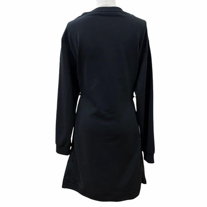 Moncler Vestito Cotton 100% Logo Patch Long Sleeve Dress Black XS — view 3
