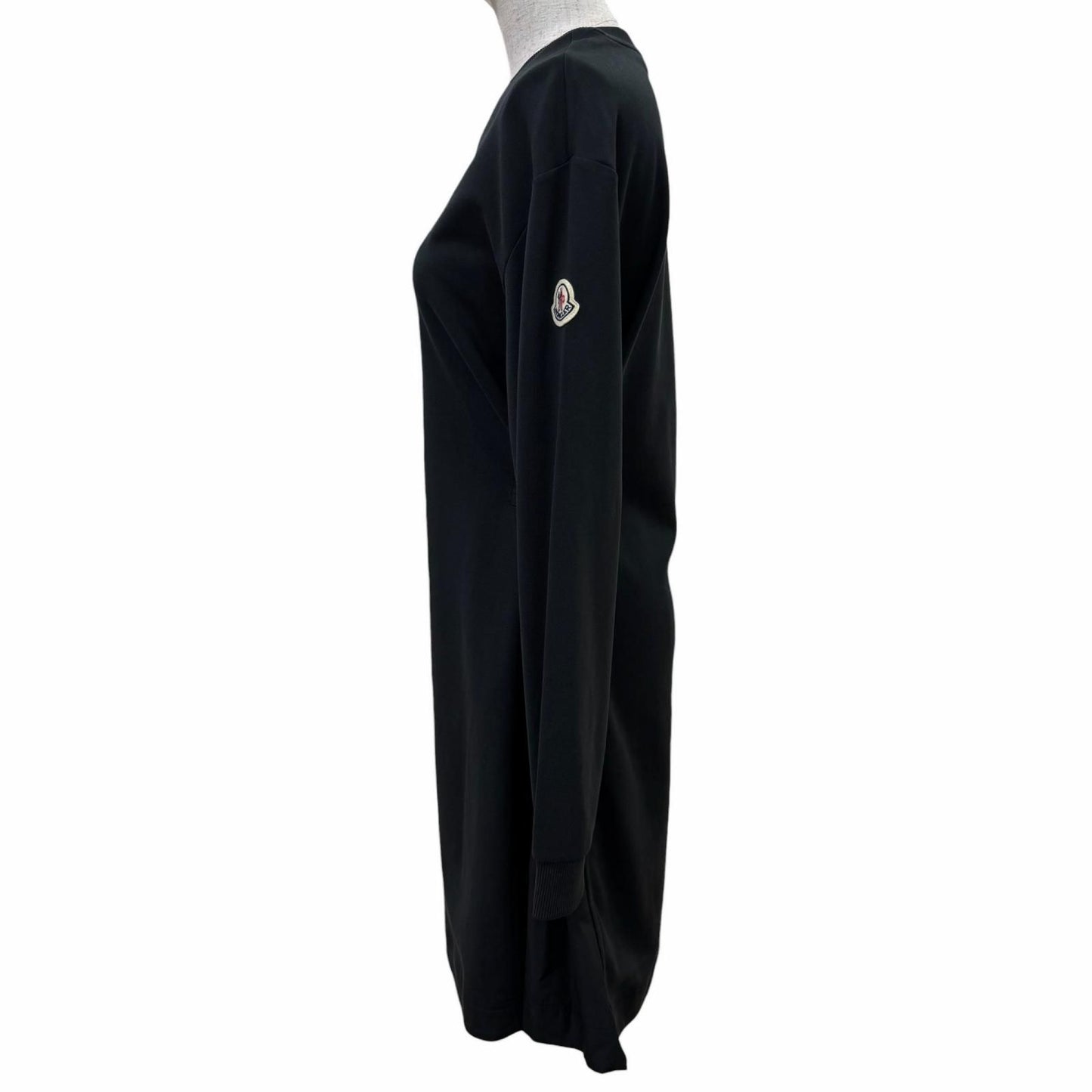 Moncler Vestito Cotton 100% Logo Patch Long Sleeve Dress Black XS — view 2