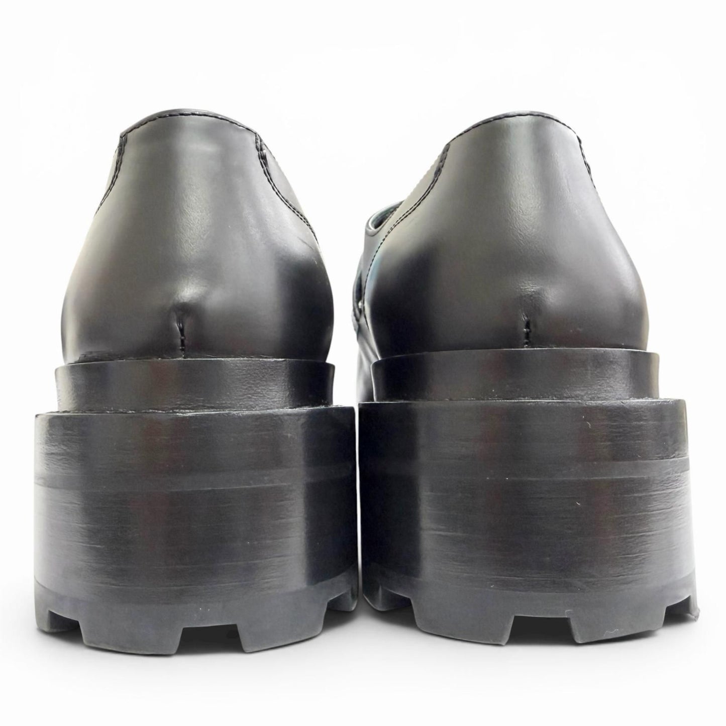 Hermes First Silver Kelly Buckle Derby Shoes Leather Loafers Black — view 5