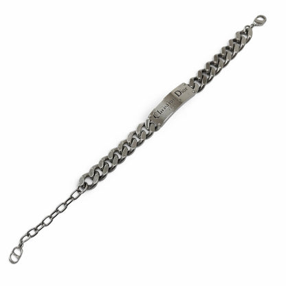 Dior Couture Logo Plate Chain Bracelet Silver Male — view 2
