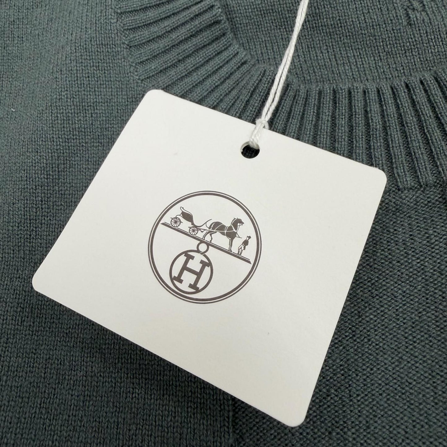 Hermes Cashmere Crew Neck Pullover Knit Sweater Khaki — view 7
