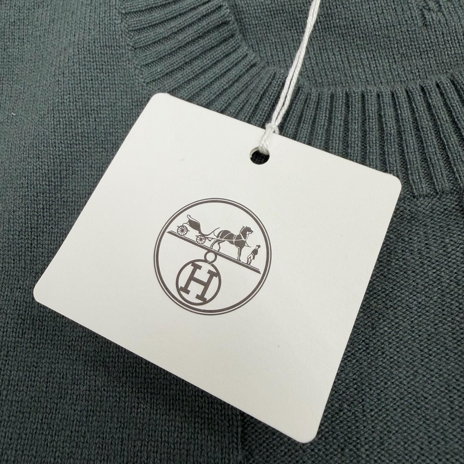 Hermes Cashmere Crew Neck Pullover Knit Sweater Khaki — view 7