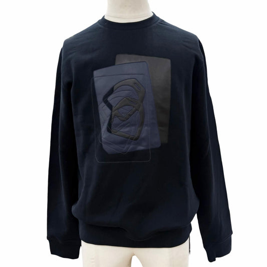 Hermes Etriers Decales Cotton 100% Leather Patch Crew Neck Brushed Lining