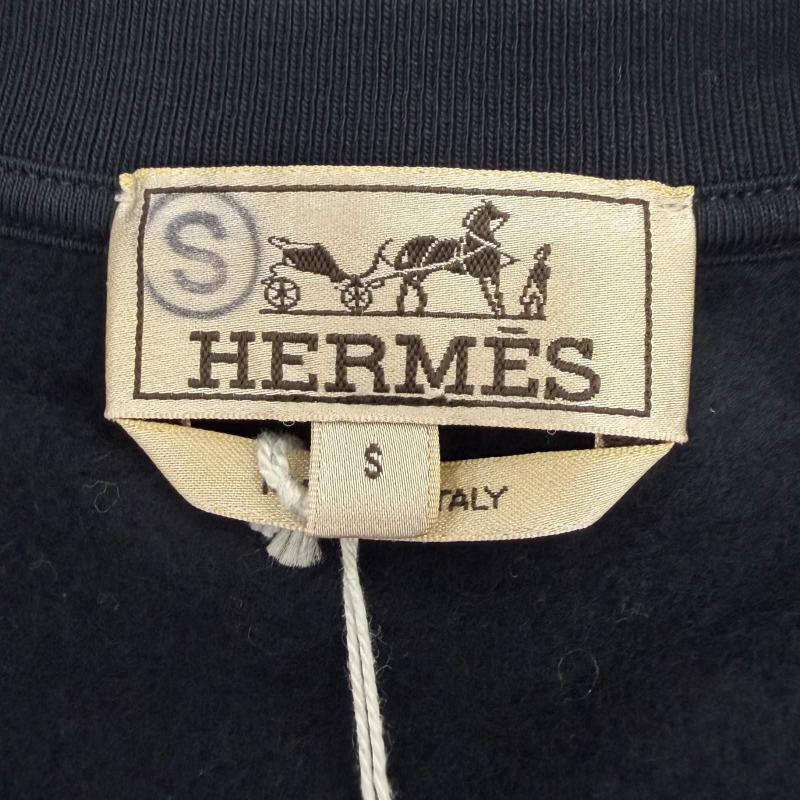 Hermes Etriers Decales Cotton 100% Leather Patch Crew Neck Brushed Lining — view 6